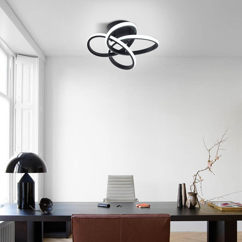Janyia 1 - Light 31cm Black Geometric LED Flush Mount