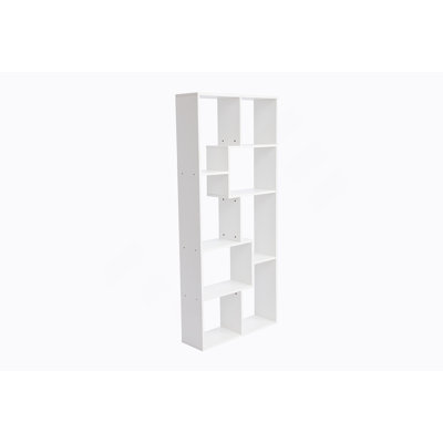 Asymmetrical Display Shelf & Bookcase, 5-Tier, White