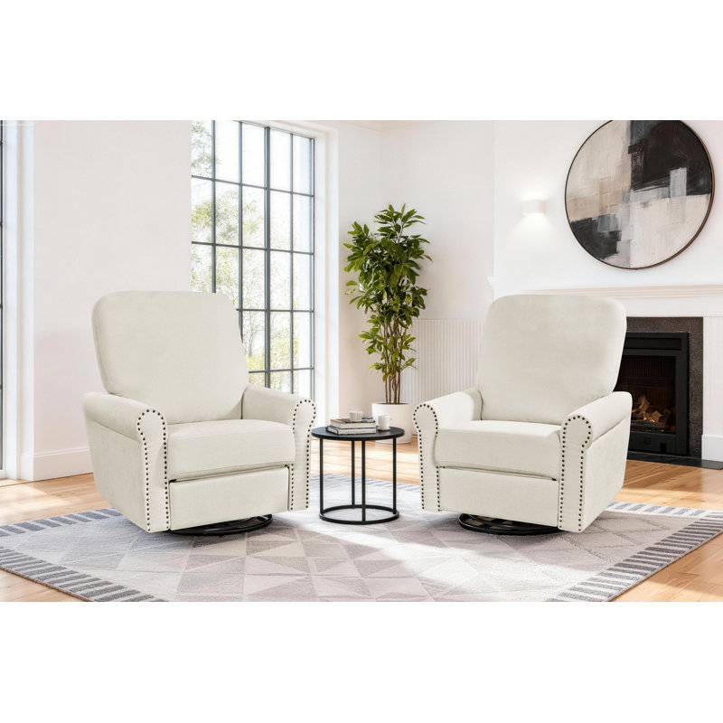 Meinke Swivel Rocker Manual Recliner Living Room Recliner Bedroom Relaxing Chair, Beige