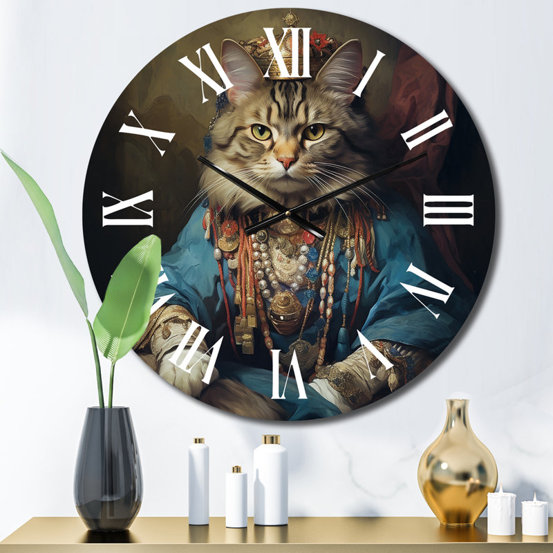 Horloge murale chat majestueux en gracieux indien II - animaux, Petit