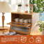 Double Layer Bamboo Bread Box For Kitchen Counter,Large Capacity Bread Storage Bin,Bread Container With Acrylic Wavy Door Panel (Natural)