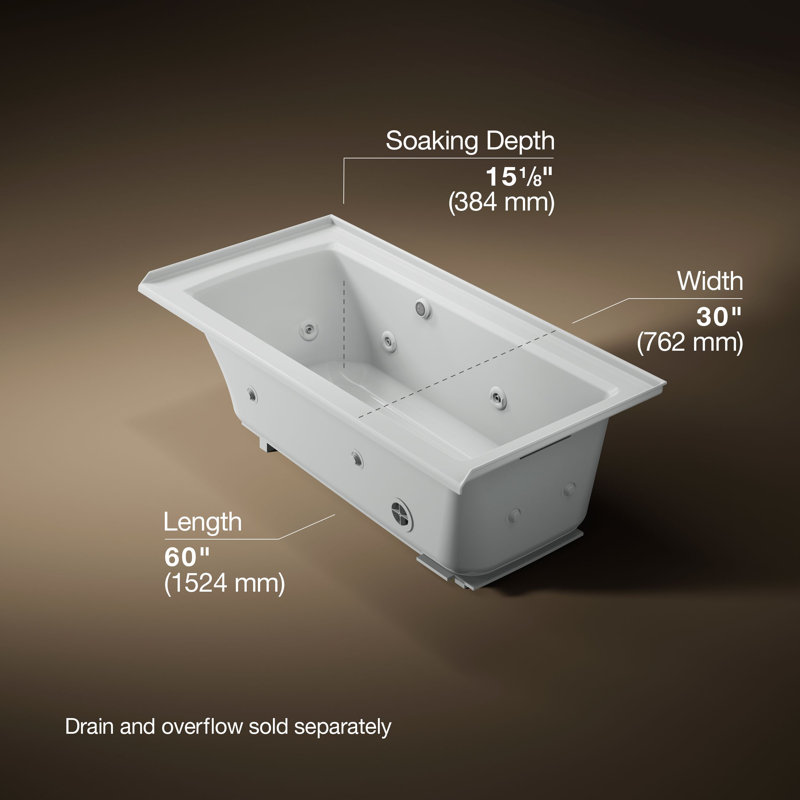 Archer Alcove Whirlpool with Bask Heated Surface, Tile Flange and Left-Hand Drain, Ice Gray, Right