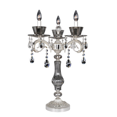 Locatelli 3 LT 2 Tone Silver/Clear Table Lamp Allegri