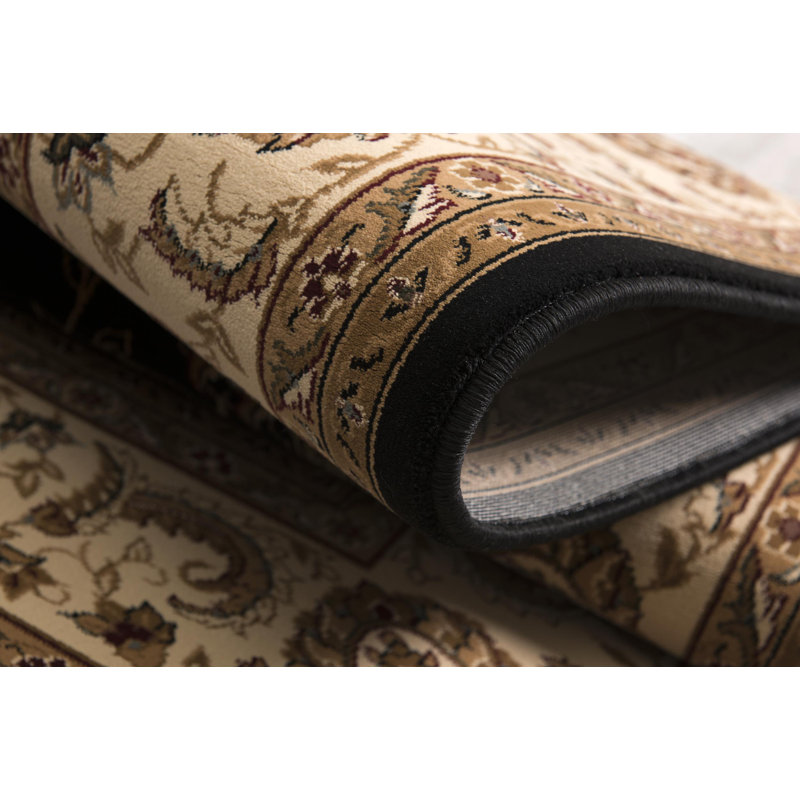 Tapis de couloir intérieur / médaillon persan noir / beige 2 pi x 15 pi (2 pi 3 po x 15 pi) Yasmin