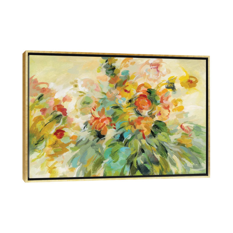 Festive Bouquet par Silvia Vassileva - impression d'art graphique, H 32 po x l 48 po x P 1,5 po, Toile encadrée d'or
