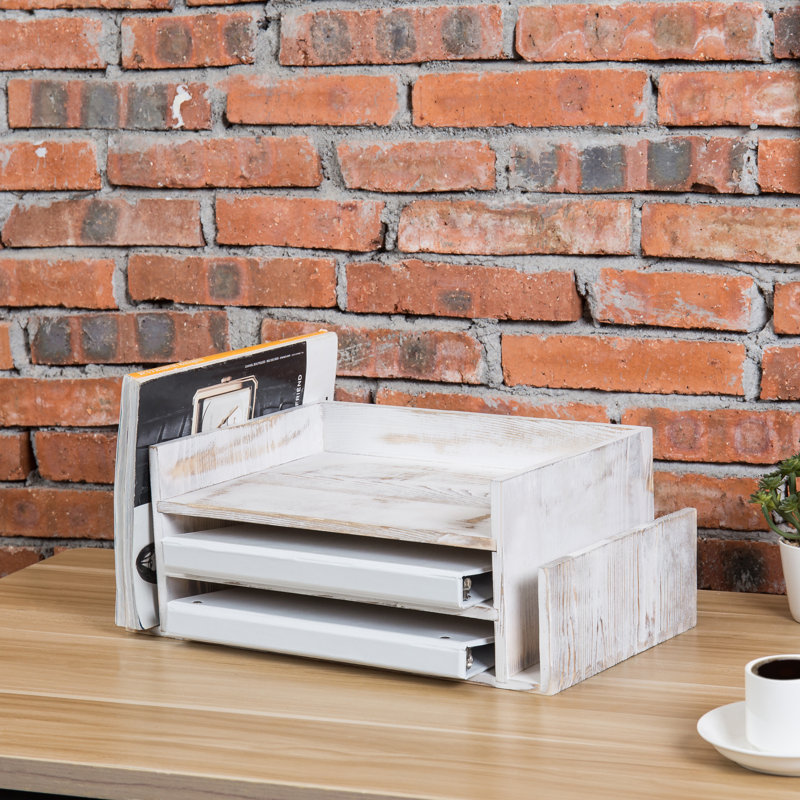 Solid Wood Fickling Office Paper Organiser