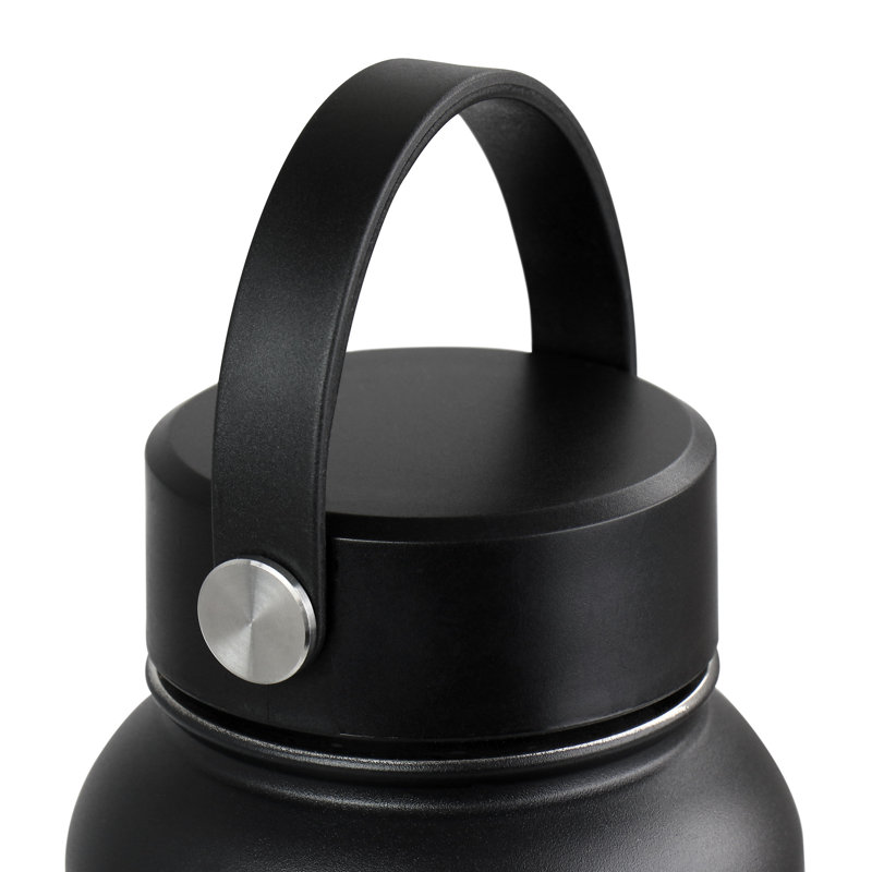 WAO 38 fl. oz. Insulated Stainless Steel (18/10) Water Bottle with, Black