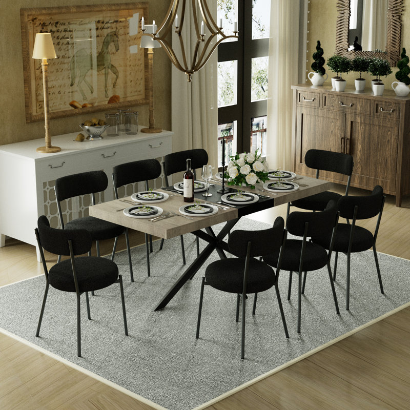 Table de salle à manger rectangulaire extensible de 55,11 po à 70,86 po avec 4 chaises, Noir, noir, noir, noir, 9