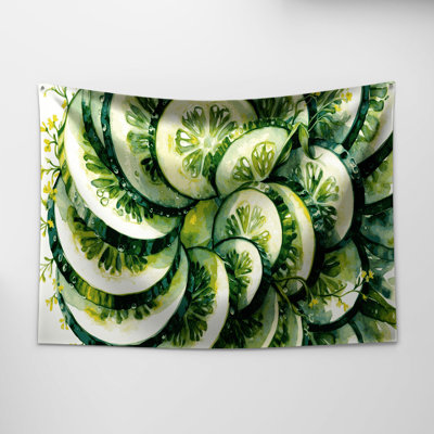 Tapisserie murale légumes et concombre
