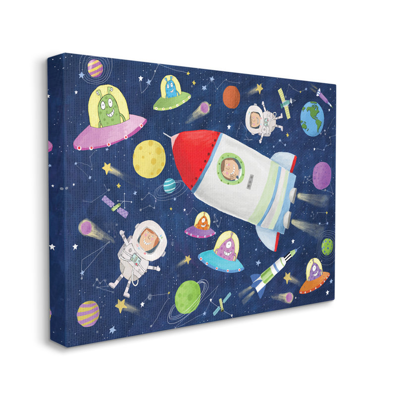 Fusée astronaute Fritz Outer Space Alien, H 24 po x l 30 po x P 1,5 po, Toile tendue
