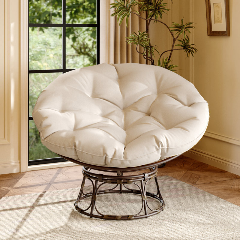 Chaise de patio avec coussins Papasan, Gris perle, L 49 po x H 36 po x P 12 po