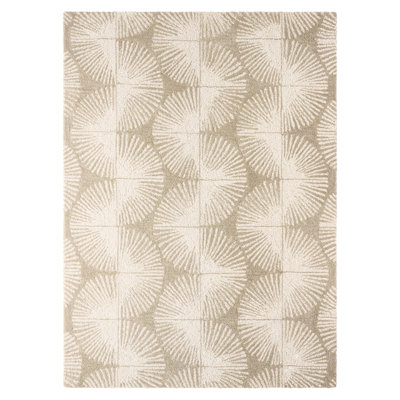 NICOLE MILLER NEW YORK Kendall Fluted Geo Handcrafted Wool Area Rug Taupe