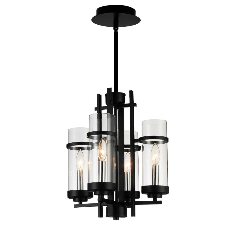 Mini-luminaire suspendu noir 4 lumières Maren, luminaire moderne de 14 pouces pour la salle à manger ou la cuisine
