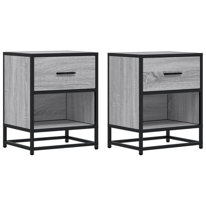 Amberle 40cm W Metal Bedside Table, 2, Grey Sonoma