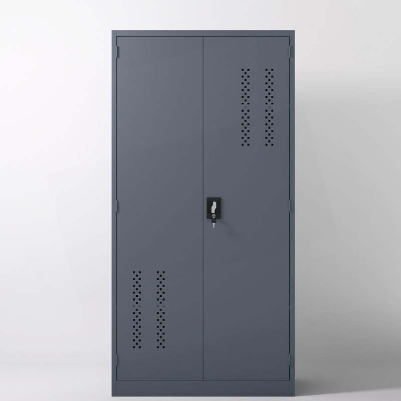 Armoire de rangement en métal avec 2 portes et 4 tablettes réglables