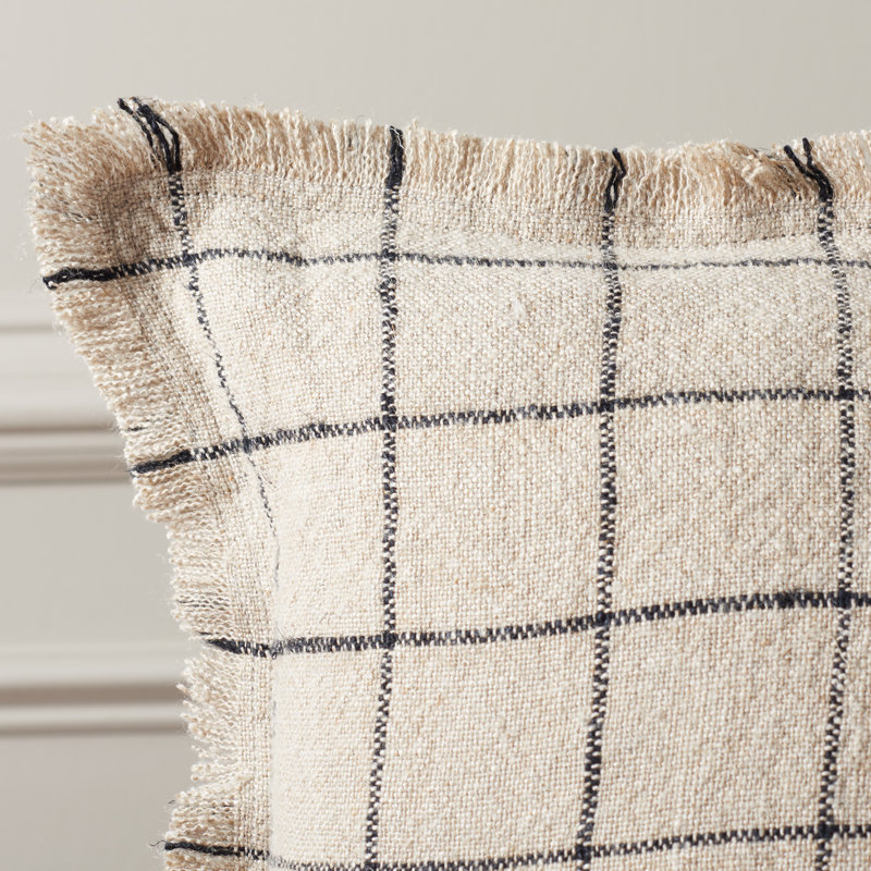 Jenille 20x20 Natural Black Woven Throw Pillow