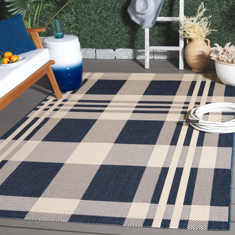Janissa Performance Plaid Indoor/Outdoor Area Rug, Rectangle 5'3" x 7'6"