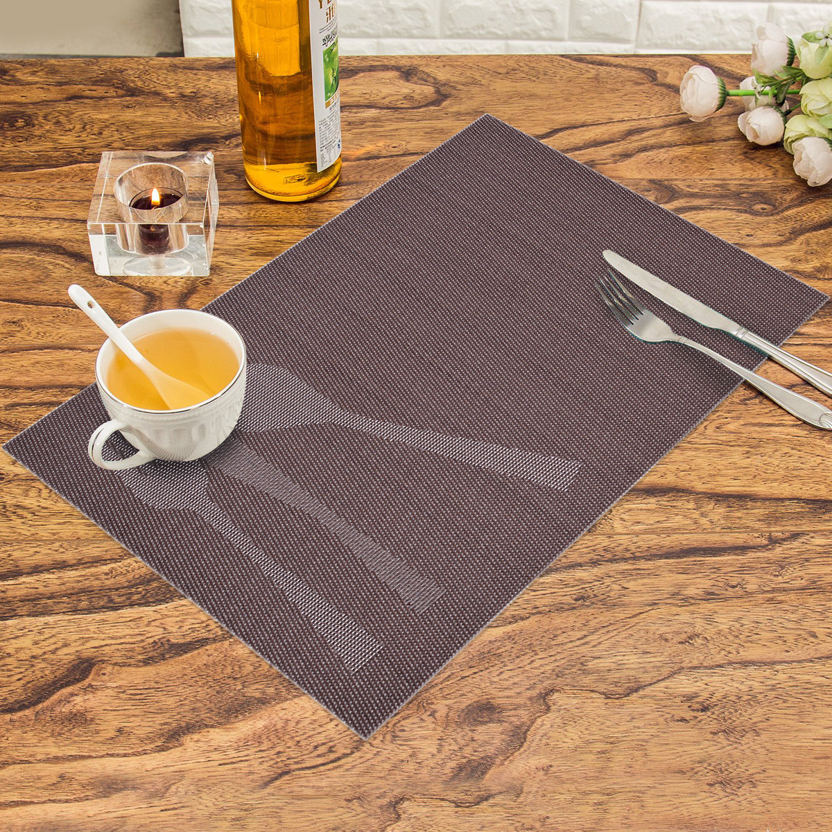 Gracie Oaks PVC Placemats Set Of 8 In Reusable Pouch 18”X12” & Reviews ...