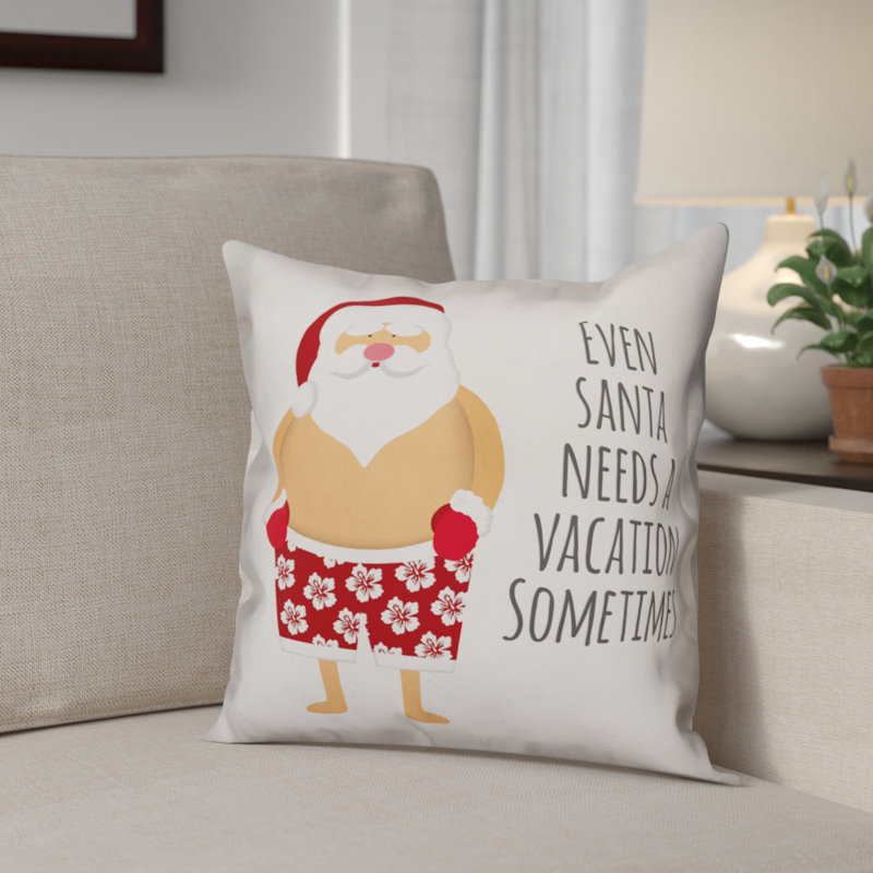  Santa Vacation Polyester Throw Pillow, Pillow Cover