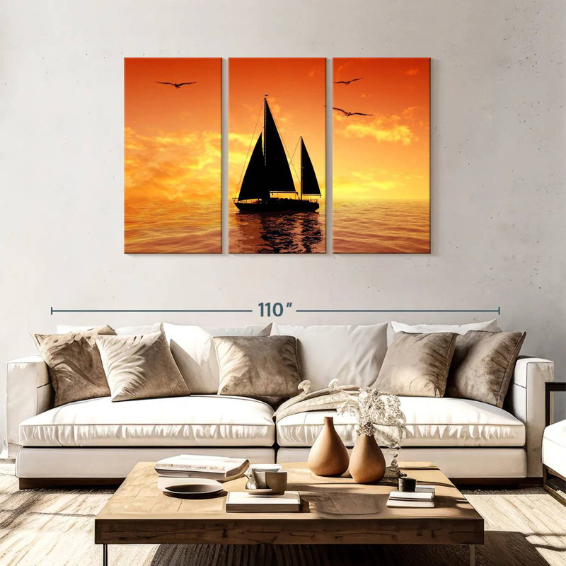 Mehar Yacht Sunset Silhouette, 48" H x 74" W