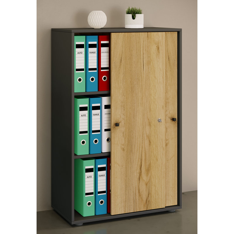 Reyanna Storage Cabinet, Black/Natural