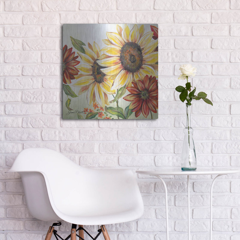  «Sunflower Joy A» par Jean Plout, art mural en métal, 24 po x 24 po, 24 po x 24 po