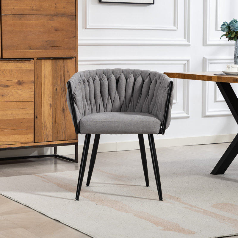 Polyester Upholstered Metal Upholstered Back Accent, Grey