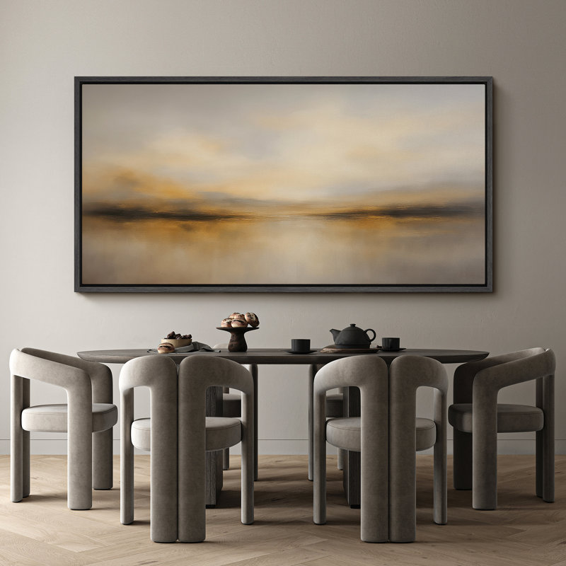 Grande impression sur toile encadrée, impression de paysage abstrait pour la décoration intérieure moderne, Noir