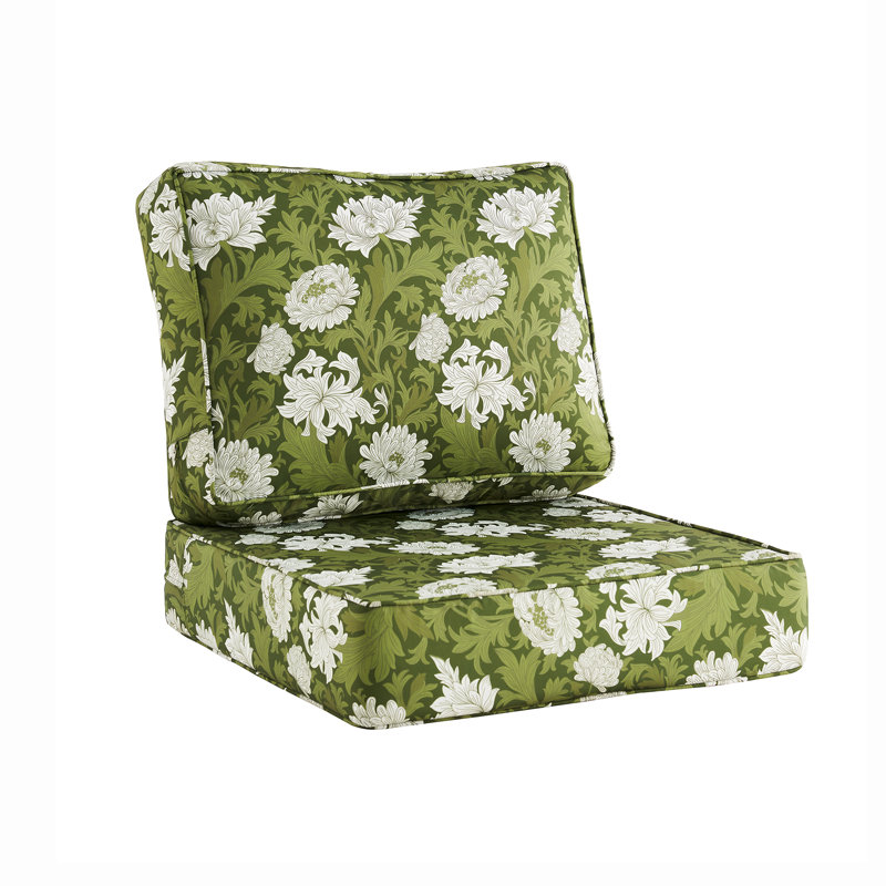 Coussin de siège intérieur / extérieur, 2, Fleurs vertes