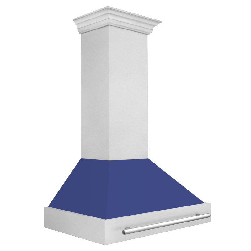 ZLINE 36" Fingerprint Resistant Stainless Steel Range Hood, Satin Stainless Steel/Blue Matte