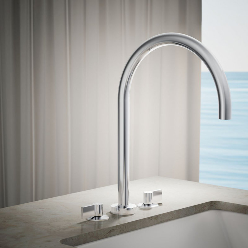 Laminar Deck-Mount 13" Reach, 11" Height Bath Filler, Polished Chrome