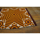 Geometric Medallion Wool Hand Knotted Pile 1920s American Usa Multicolor Jewel Tones Antique Rug