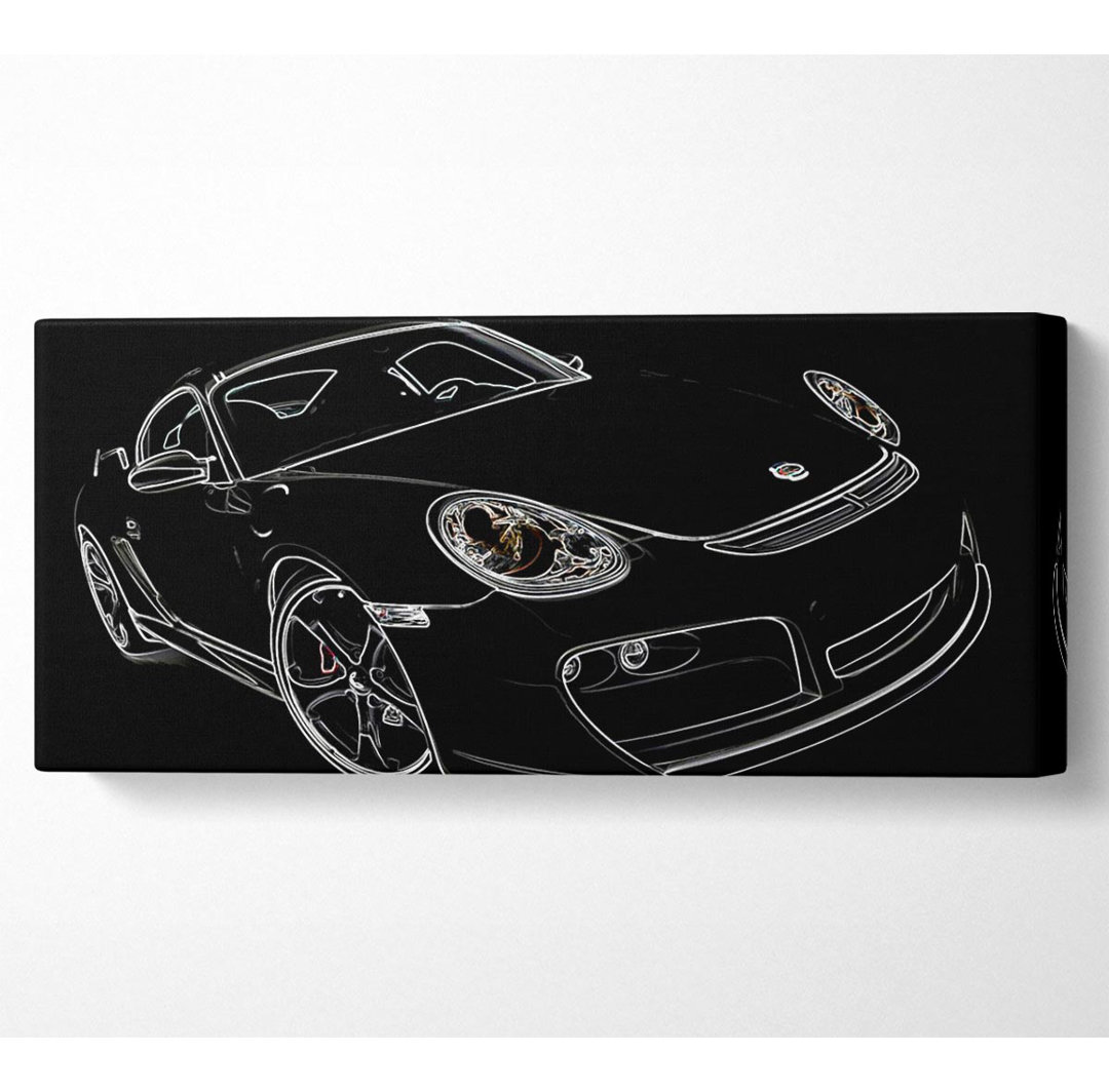 Porsche 911 Weiß auf Schwarz - Kunstdrucke auf Leinwand