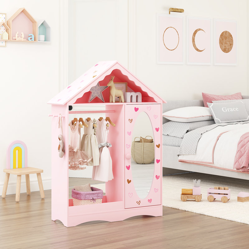 Kids Dress Up Storage With Mirror, Kids Wardrobe Closet
