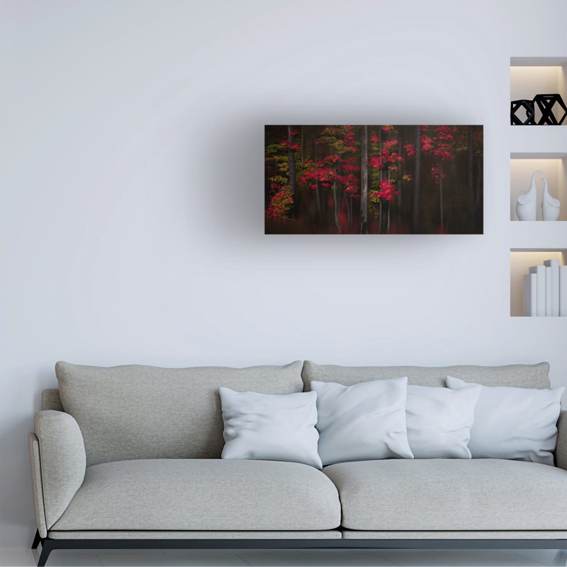 Œuvre sur toile rouge, Andy Hu, H 10 po x l 19 po