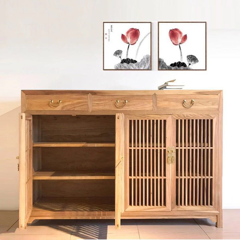 Armoire d'appoint en bois massif Simple Zen, Brun orangé