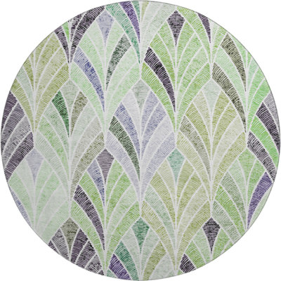 Premium Machine Washable Prisco Green Rug