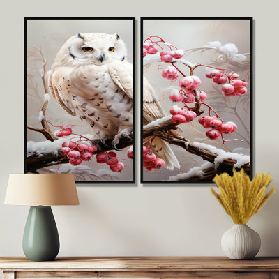 Décoration hibou enneigé perchoir II - Hibou