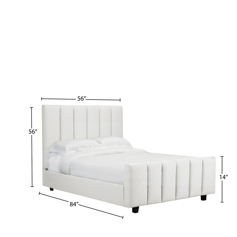 Lit plateforme tapissier Havant, Double, Blanc cassé