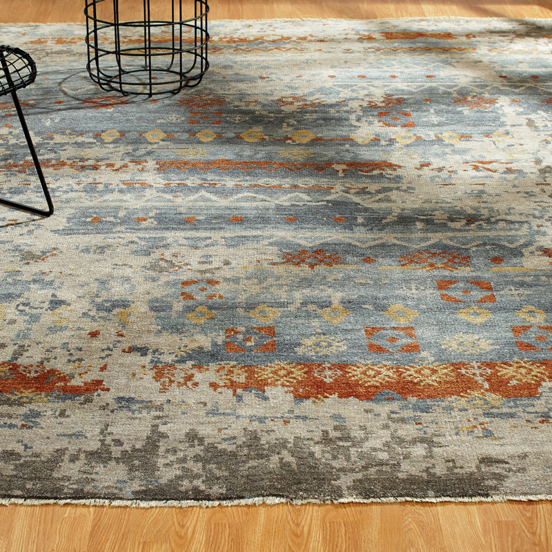Fahra Hand Knotted Geometric Area Rug, Rectangle 8' x 10'