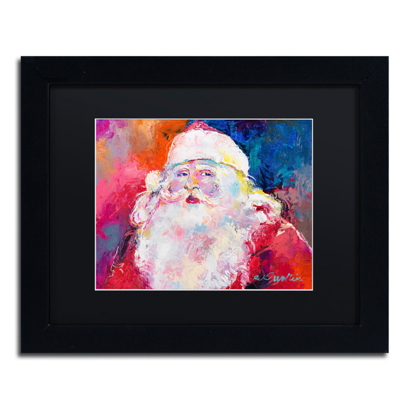 « père noël », impression sur toile, H 11 po x l 14 po x P 0,5 po, Noir, Cadre noir