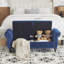Banc repose-pieds rectangulaire en velours avec rangement et 1 coussin décoratif-1633589151