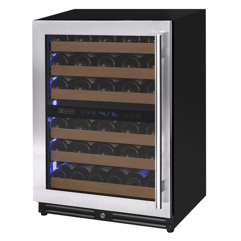 Allavino Reserva Series 51 Bottle Dual Zone Undercounter Wine Refrigerator Cooler with Stainless Steel Door - Left Hinge