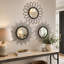 Ensemble de 3 miroirs muraux Sunburst avec cadres en métal-133491033