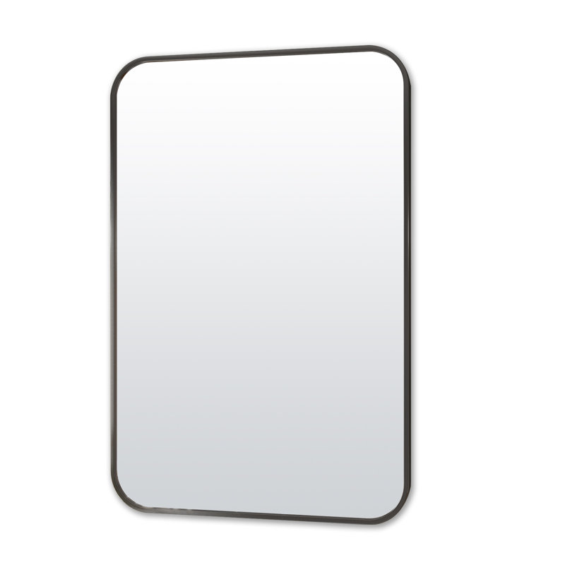 Odean Rectangle Metal Large Wall Mirror, 47" x 29", Black