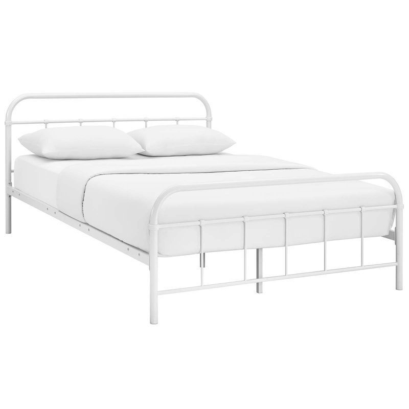 Modway Maisie Stainless Steel Bed Frame, White, Twin