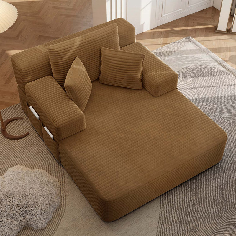 Méridienne rembourrée avec 3 coussins, pour petits espaces, salon, appartement, Chameau