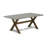 7 Piece Dining Table Set Consist of a Rectangle Kitchen Table with X-Legs and 6 Dark Khaki Linen Fabric Upholstered Chairs, Distressed Jacobean-1888670050-1888670042-1888670041