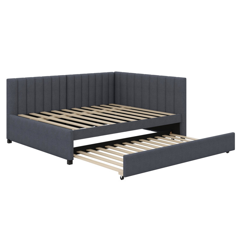 Modern Upholstered Daybed, Includes Trundle, Gray