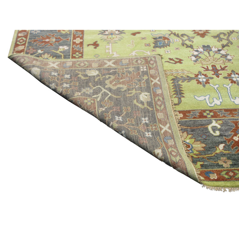 Tapis vert 12 x 18 Oushak